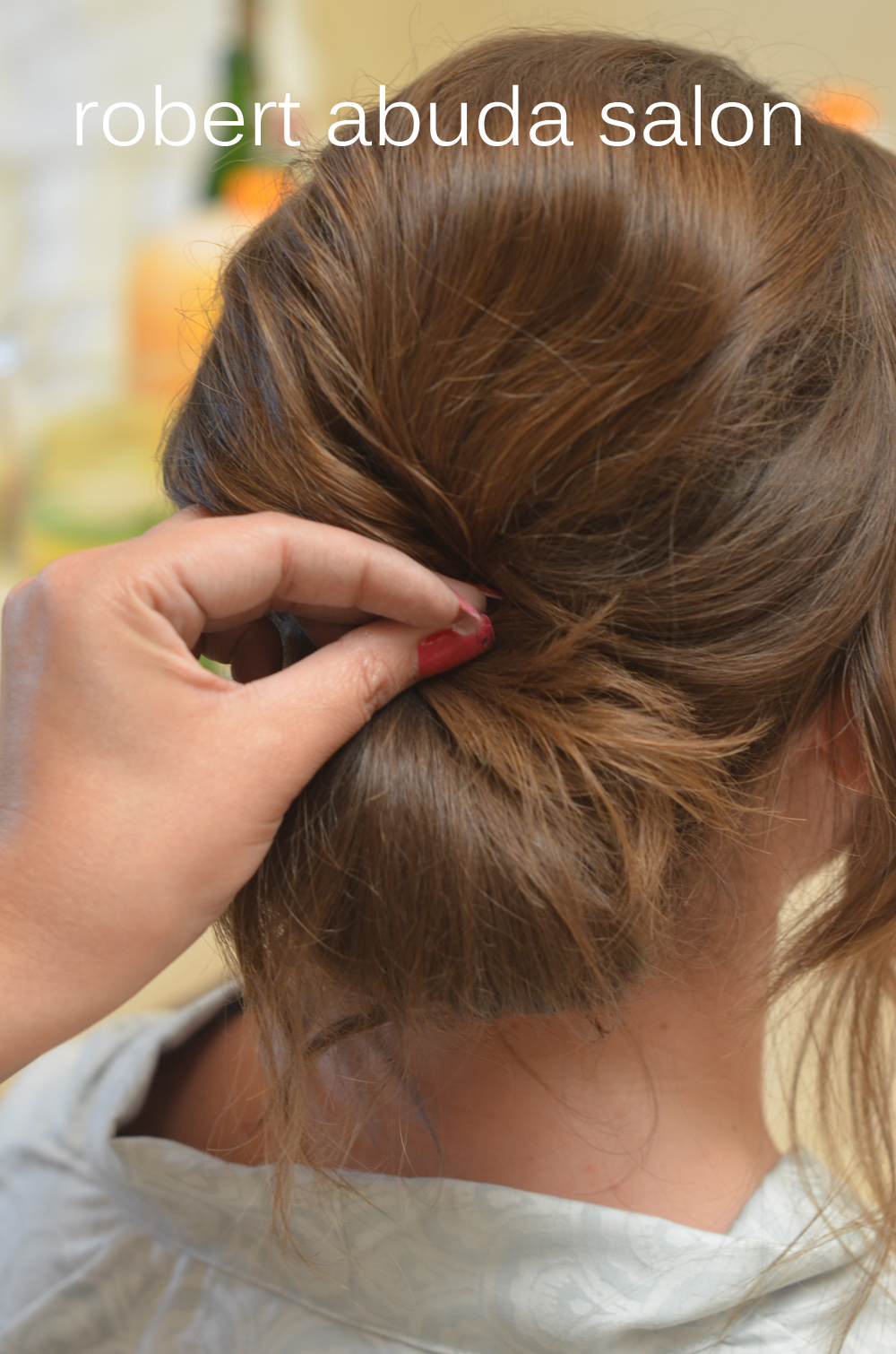 Pinning an updo hairstyle